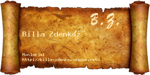 Billa Zdenkó névjegykártya